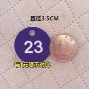雙色板號碼牌與硬幣的對比